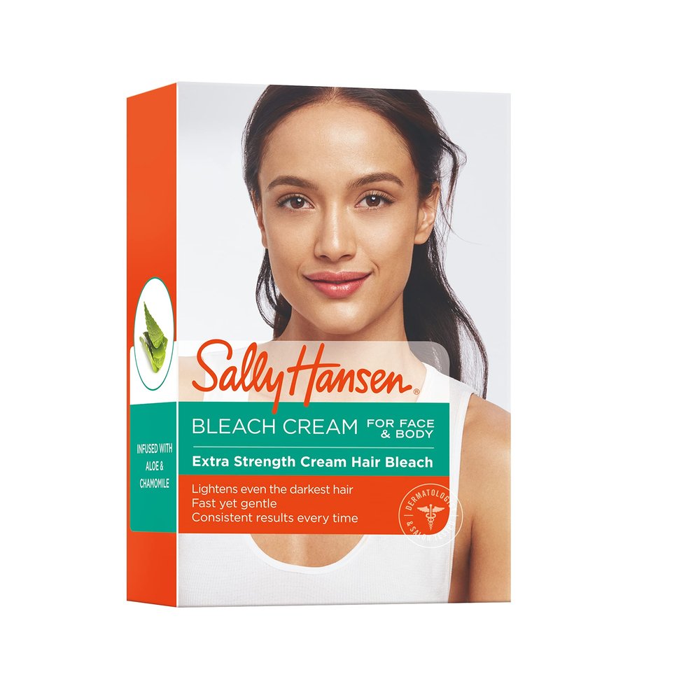 Sally Hansen Extra Strength Crme Body Bleach Kit | Face & Body Hair Lightening Cream with Aloe | Complete Bleach System (Package May Vary)