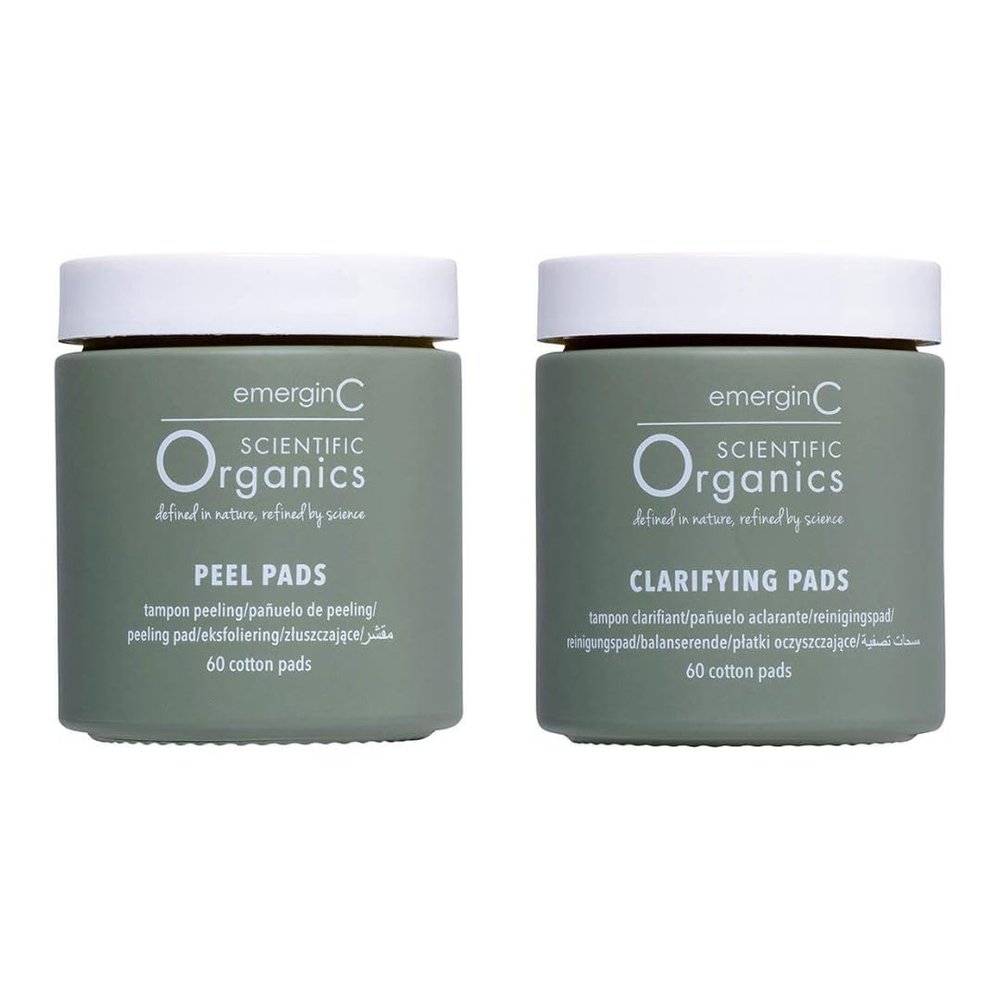 emerginC Scientific Organics At-Home Facial Peel + Clarifying Kit - Exfoliating Facial Peel Pads to Help Minimize the Appearance of Fine Lines, Wrinkles + Large Pores (60 Treatments)