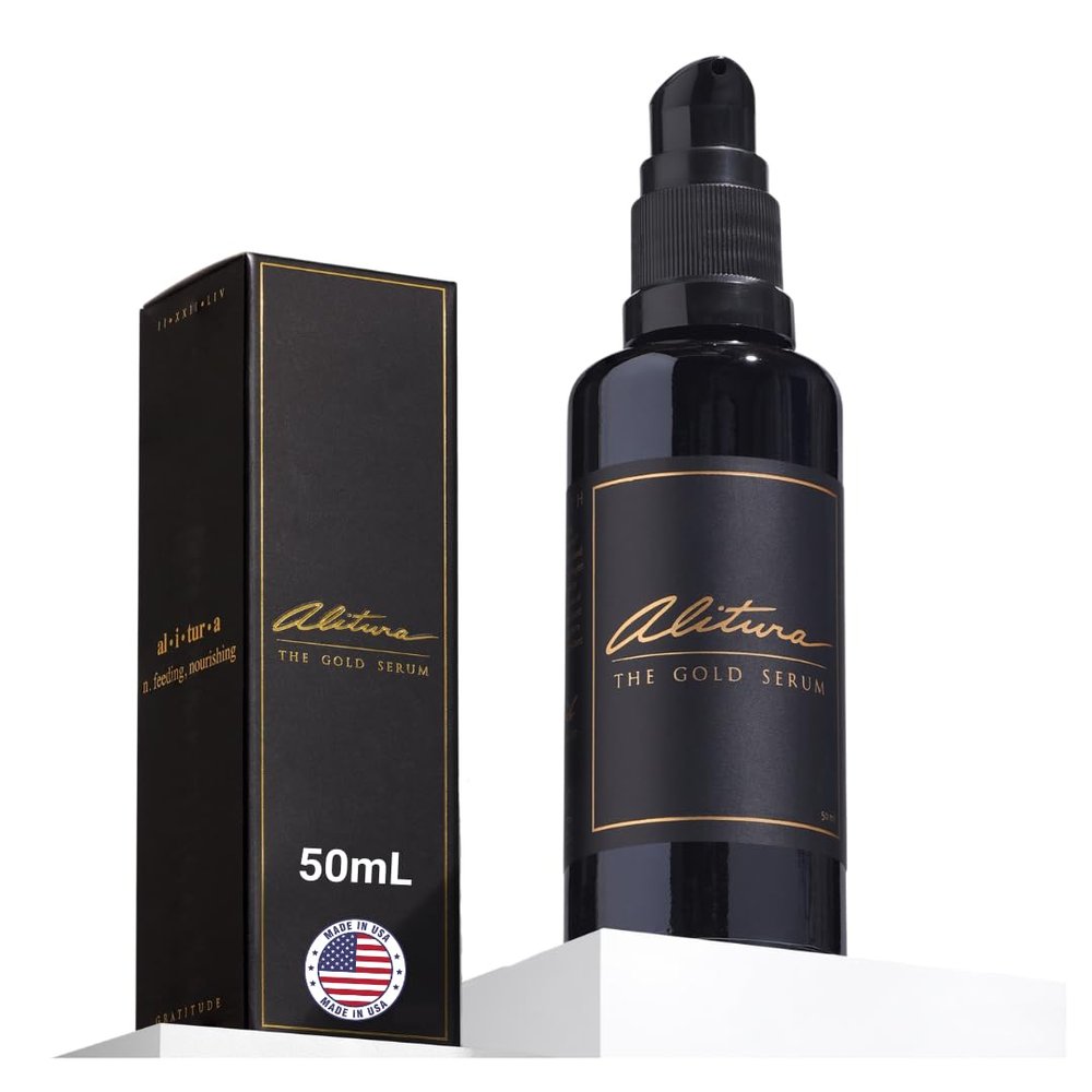 Alitura Anti-Aging Peptide & Collagen Gold Serum for Face with Vitamin A, CoQ10 & Astaxanthin Korean-Inspired Hydrating Serum for Wrinkles, Radiance & Firmness 50ml