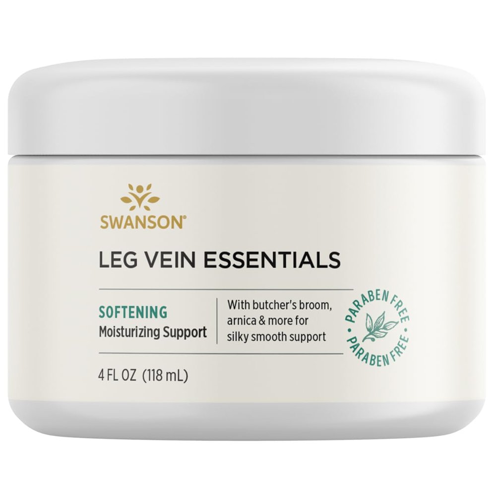 Swanson Leg Vein Essentials Cream - 4 fl Ounce (118 ml) - Supportive Cream for Healthy Leg Veins and Circulation