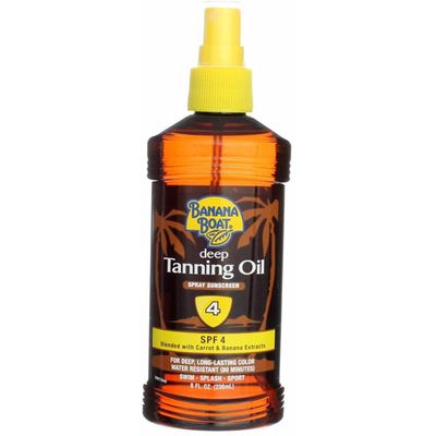 Banana Boat Deep Tanning Spray Oil SPF 4, 8 Oz. - Pack of 6