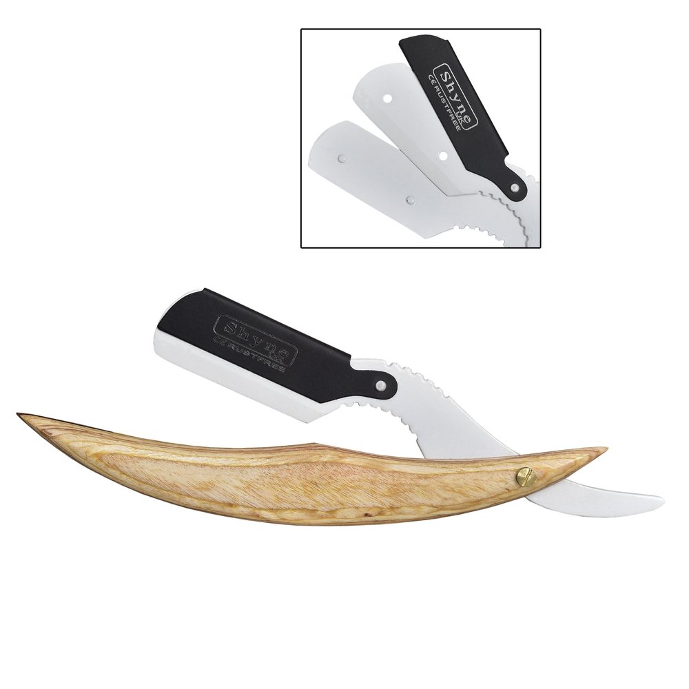 Cream& White Straight Cut Throat Shaving Razor Wooden Barber Hair Salon