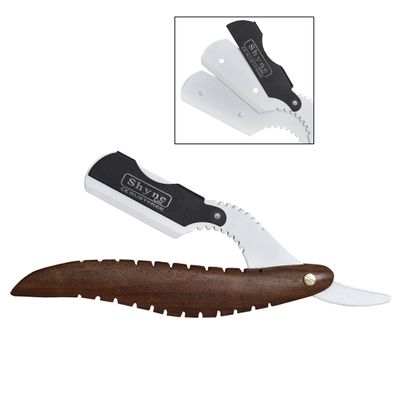 Brown & White Straight Cut Throat Shaving Razor Wooden Barber Hair Salon