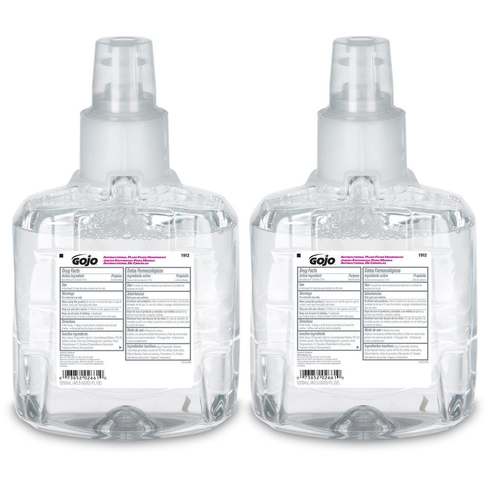 GOJO LTX-12 Antibacterial Foam Soap Refill Plum Scent, 2ct x 1200mL-1912-02