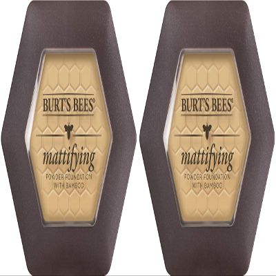 Burts Bees 100% Natural Mattifying Powder Foundation, Sand - 0.3 Ounce (Pack of 2)