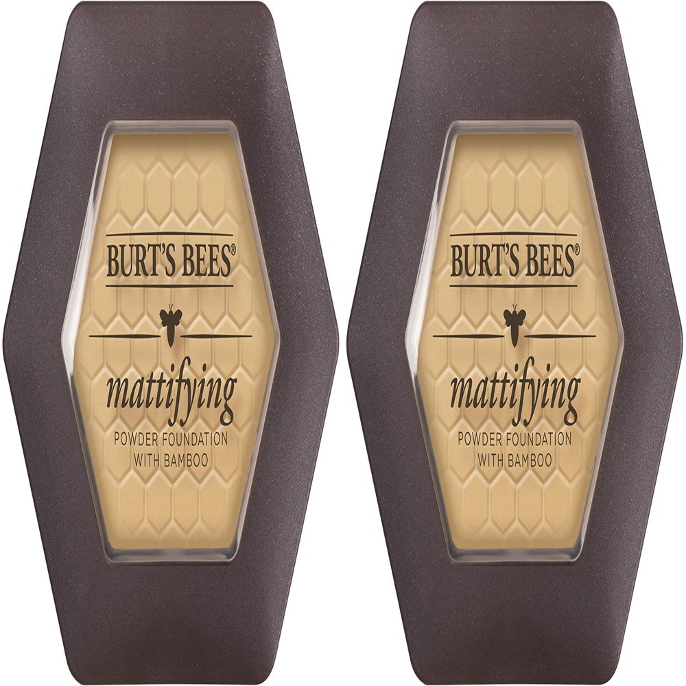 Burts Bees 100% Natural Mattifying Powder Foundation, Sand - 0.3 Ounce (Pack of 2)