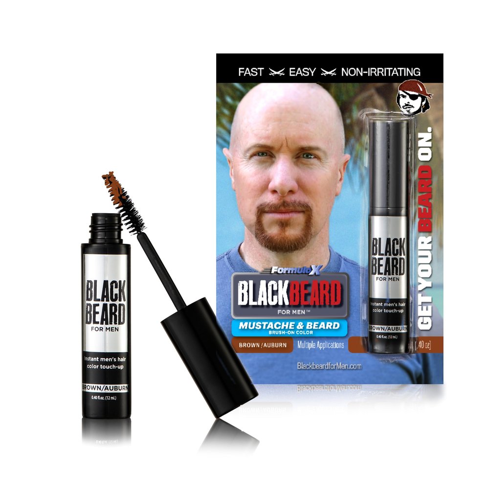 Blackbeard for Men Instant Beard Color All Day Beard, Mustache, Eyebrow, and Sideburns Color Temporary, Hypoallergenic Beard Dye Alternative Up to 45 applications Brown/Auburn, 1 Pack