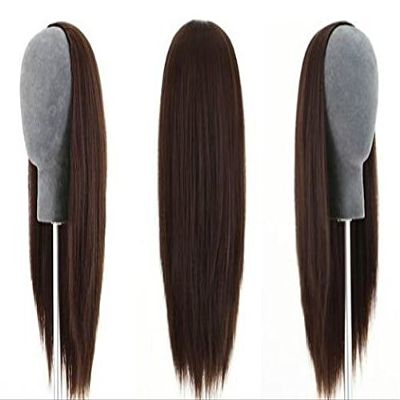 RemeeHi 3/4 Half Wig 100% Indian Remy Human Hair Silky Straight Hair Weft Cap to Choose 15" 140g #12 Light Brown