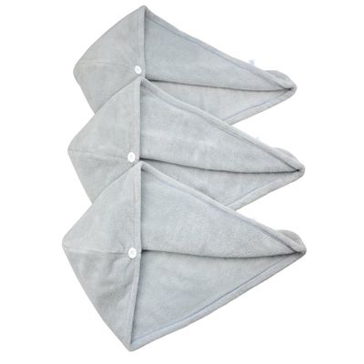 HOPESHINE Women's Soft Shower Hair Towel Twist Hair Turban Wrap Drying Cap Great Gift for Women (Grey 3-Pack)