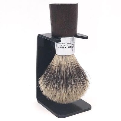 Parker 3-Band Pure Badger Shaving Brush with Stand  Long Loft Bristles for Generating a Rich Lather, Ergonomic Walnut Handle with Chrome Accents, Handmade Wet Shaving Brush | Iconic Brand