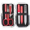 3 Swords Germany - Brand Quality 6 Piece Manicure Pedicure Grooming kit Set - Scissors, Metal and Glass Nail File, Clipper, Tweezers with Synthetic Leather case - red/red Tools view 1
