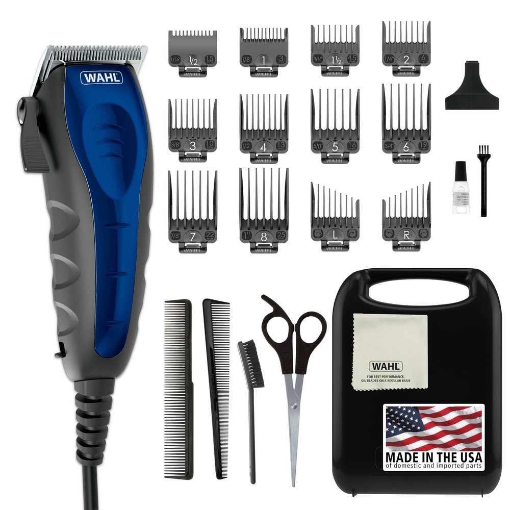 Wahl USA Self Cut Compact Corded Clipper Personal Haircutting Kit with Adjustable Taper Lever, and 12 Hair Clipper Guards for Clipping, Trimming & Personal Grooming Model 79467