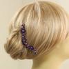Large Decorative Hair Comb Rhinestone Crystal Flowers Bridal Hair Comb, Puple view 3