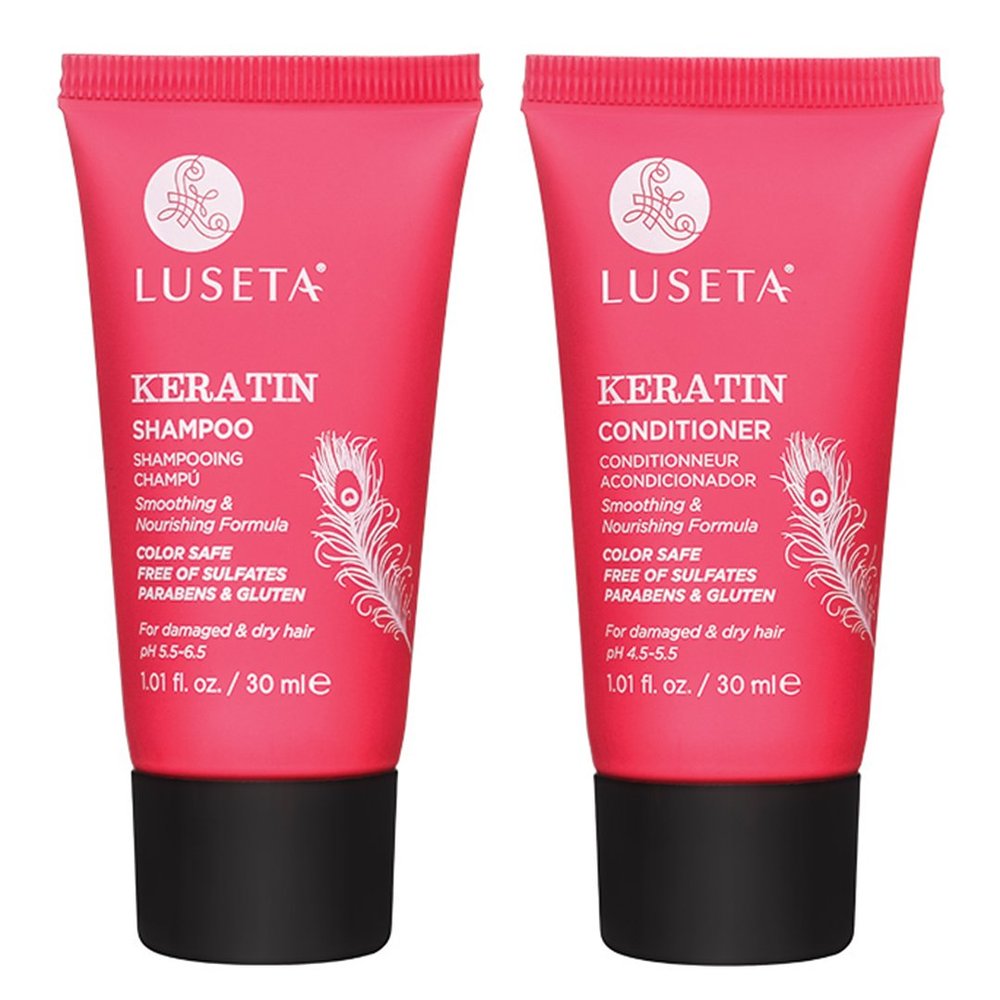 Luseta Keratin Shampoo and Conditioner Smooth and Hydrate Dry Damaged Hair Great for Color Treated Hair Sulfate Free and Gluten Free1.01 Fl Oz2