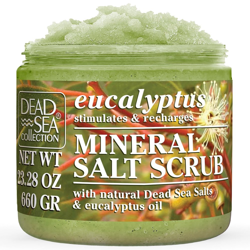 Dead Sea Collection Eucalyptus Salt Scrub  Exfoliating Body Scrub for Women  Moisturizing and Nourishing Skin  with Pure Oils and Dead Sea Minerals (23.28 Oz)