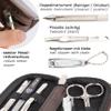 3 Swords Germany - brand quality 5 piece manicure pedicure grooming kit set for professional finger & toe nail care scissors clipper genuine leather brown case in gift box, Made in Germany view 3