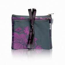 BeautyFIX Cosmetic Bag Duo Plum Floral Print, New