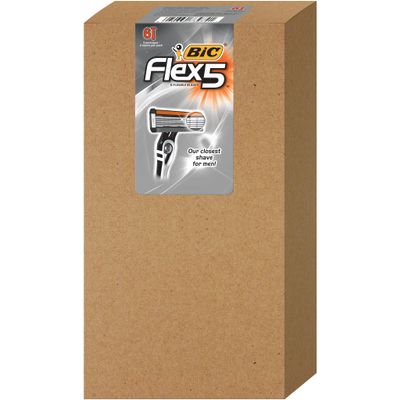 BIC Flex 5 Sensitive Men's Disposable 5-Blade Razors, Comfortable Shave, 2-Pack