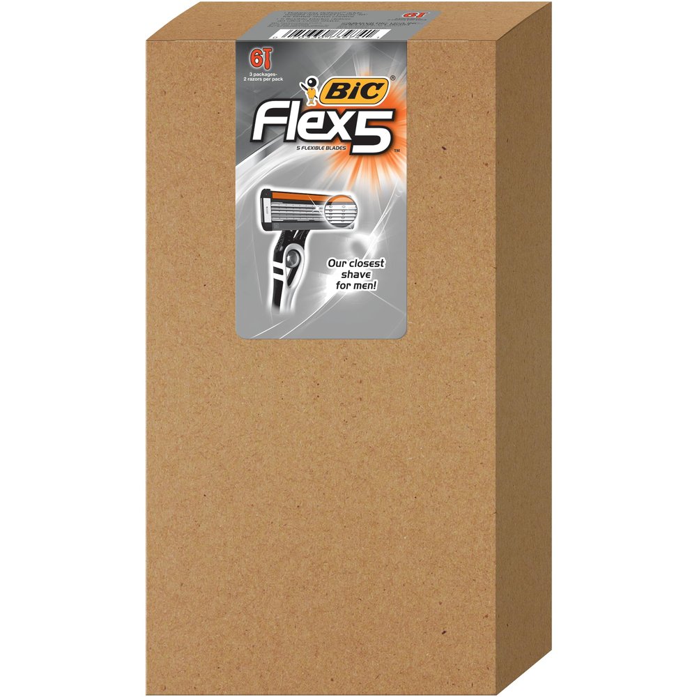 BIC Flex 5 Sensitive Men's Disposable 5-Blade Razors, Comfortable Shave, 2-Pack