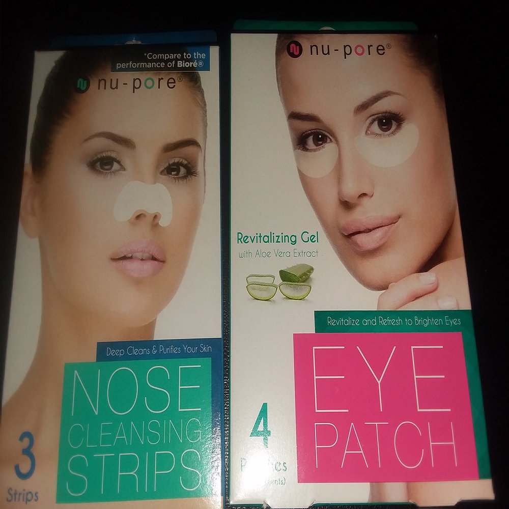 2 pack one Nupore 3 Nose cleaning strips and one Nupore 4 Eye Patch With Aloe Vera