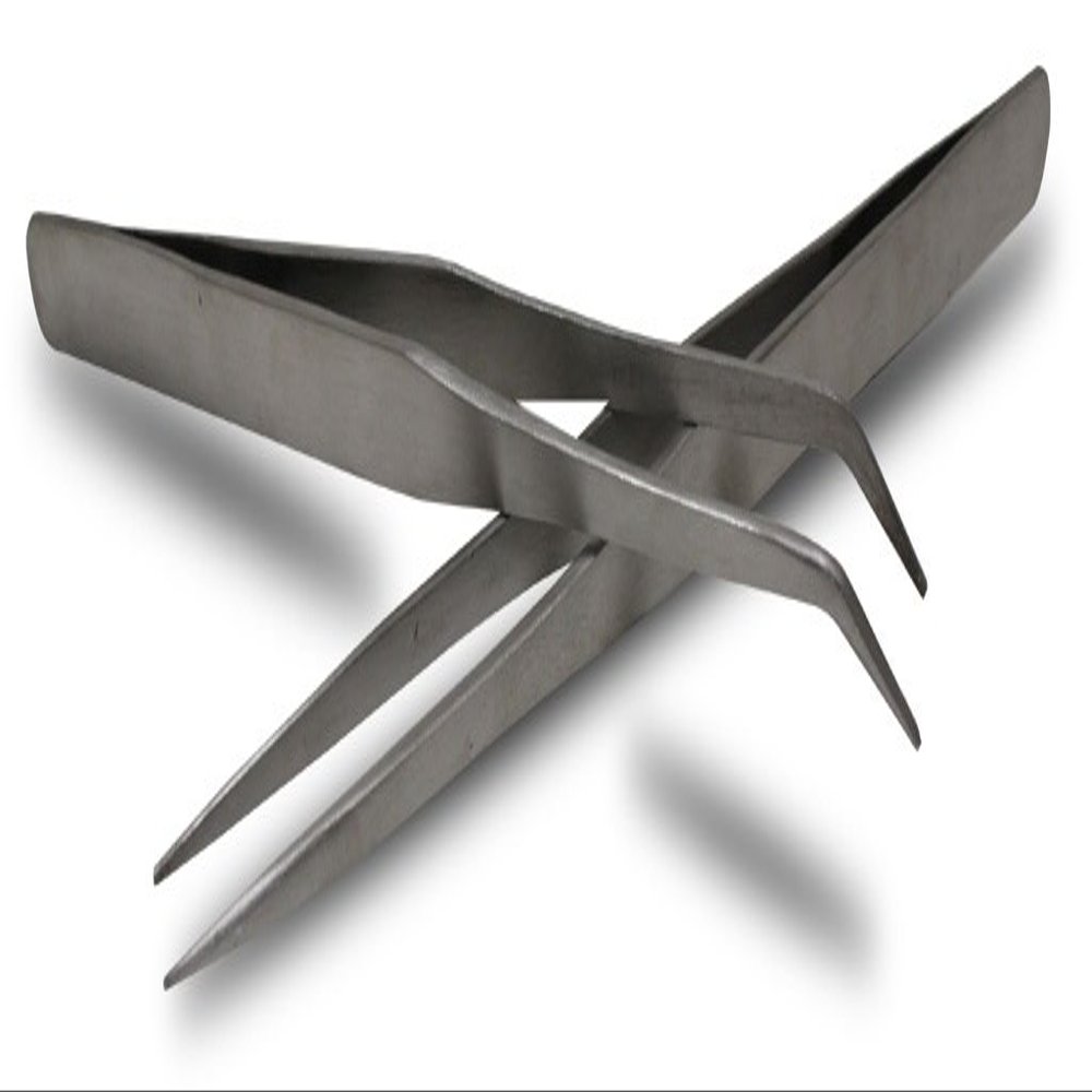 2 Piece Nickel Plated Steel Tweezers | Straight & Bent Tip (ToolUSA: KIT-S8528)