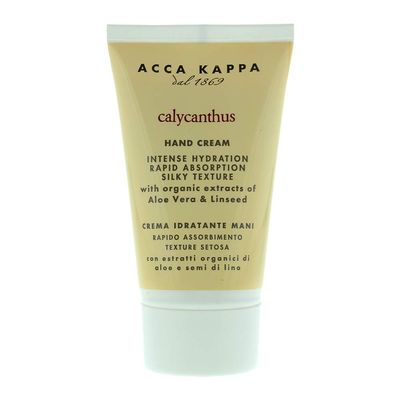 Acca Kappa Calycanthus Hand Cream 75 mL Aloe Vera and Linseed moisturizing Jasmine-Peach Scent