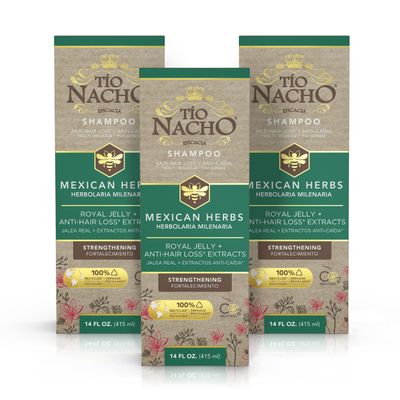 To Nacho Mexican Herbs Anti-Hair Loss Shampoo with Royal Jelly and Rosemary Extract, Strengthening Herbal Shampoo for Men and Women, Nourishing Formula, Healthier Hair, 14 fl oz (Pack of 3)