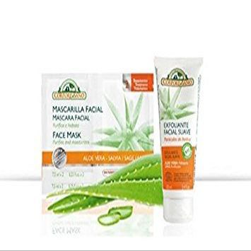 CORPORE SANO SMOOTH ALOE VERA/LIME FACIAL SCRUB + 2 ALOE VERA/SAGE FACE MASK -BIO CERTIFIED EXTRACT -Imported from Spain-