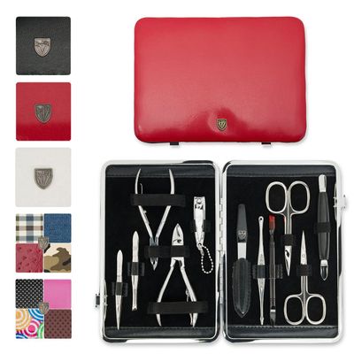 3 Swords Germany - brand quality 11 piece manicure pedicure grooming kit set for professional finger & toe nail care scissors clipper fashion leather case in gift box, Made by 3 Swords (03768)
