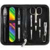 3 Swords Germany - Brand Quality 7-Piece Manicure kit with Rainbow Nail Buffer and Many More Tools in Black Artificial Leather case view 1