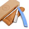 Best Shavette Straight Razor - Replaceable Blade Straight Razor, Metal Handle Shavette, No Stropping or Honing Needed, Great For Beginners, Starter Blade, Hygienic, Close Shave, Leather Case (Blue) view 1