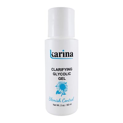 Karina Skincare Clarifying Glycolic Gel  2 oz  Exfoliating Gel with AHA & BHA  Helps Improve Skin Texture & Tone  For Oily, Blemished & Congested Skin