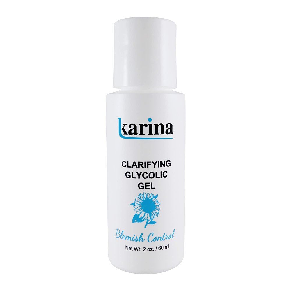 Karina Skincare Clarifying Glycolic Gel 2 oz Exfoliating Gel with AHA & BHA Helps Improve Skin Texture & Tone For Oily, Blemished & Congested Skin