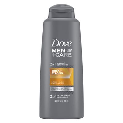 Dove Men+Care Fortifying 2 in 1 Shampoo and Conditioner for a Deep Clean and Fortified Hair Thick and Strong with Caffeine Strengthens and Nourishes Thinning Hair, Gray, 20.4 Fl Oz