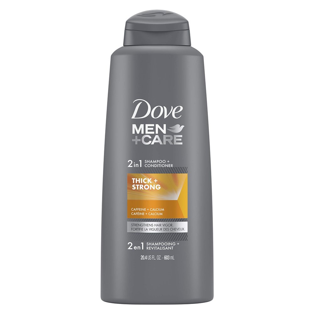 Dove Men+Care Fortifying 2 in 1 Shampoo and Conditioner for a Deep Clean and Fortified Hair Thick and Strong with Caffeine Strengthens and Nourishes Thinning Hair, Gray, 20.4 Fl Oz
