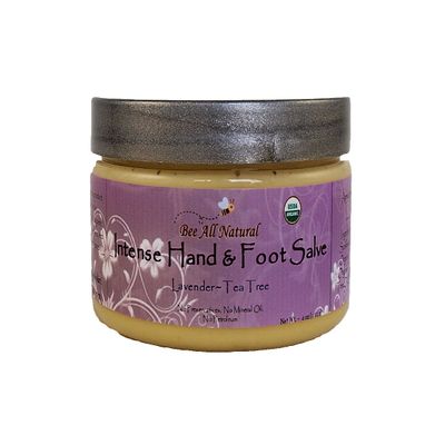 Bee All Natural Organic Intense Hand and Foot Salve, 4-Ounce Jar (Lavender & Tea Tree)