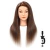 100% Human Real Hair Mannequin Head with 9 Tools and Clamp, Hairdressers' Practice Training Manikin Head and Cosmotology Doll Head for Hairstyling and Braid - Dark Brown view 1