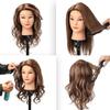 100% Human Real Hair Mannequin Head with 9 Tools and Clamp, Hairdressers' Practice Training Manikin Head and Cosmotology Doll Head for Hairstyling and Braid - Dark Brown view 2