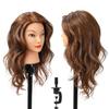 100% Human Real Hair Mannequin Head with 9 Tools and Clamp, Hairdressers' Practice Training Manikin Head and Cosmotology Doll Head for Hairstyling and Braid - Dark Brown view 4