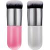2 Pieces Foundation Brush Chubby Makeup Brush Kabuki Makeup Brush Travel Powder Brush for Blending Liquid, Cream or Powder Cosmetics (white and rose gold, pink and silver) view 1