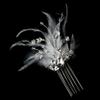 Amabel Gorgeous Rhinestone Dazzle Feather Wedding Bridal Hair Comb - White view 1