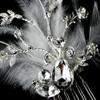 Amabel Gorgeous Rhinestone Dazzle Feather Wedding Bridal Hair Comb - White view 2