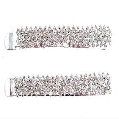 2 Pc Crystal Slide Barrette Style Hair Clip Set (H445)