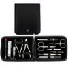3 Swords Germany - brand quality 12 piece manicure pedicure grooming kit set for professional finger & toe nail care with black synthetic leather case - Made in Germany view 1