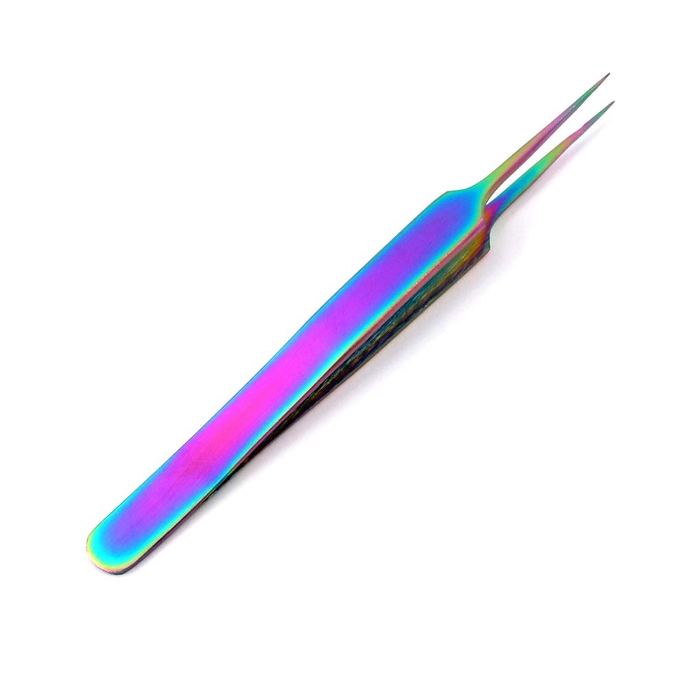 5 Pieces Stainless Steel Jeweler Style Tweezers #5 Multi Titanium Rainbow Color Fine Point Jewelry-Making, Laboratory Work by G.S Online Store