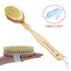 Dry Body Brush with Wet Exfoliating Glove Natural Bristle Bath Body Brush Detachable Head view 1