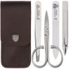 3 Swords Germany - brand quality 3 piece stainless steel INOX manicure pedicure grooming kit set for professional finger & toe nail care scissors file tweezers genuine leather case in gift box (03874) view 1