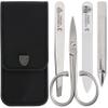 3 Swords Germany - brand quality 3 piece stainless steel INOX manicure pedicure grooming kit set for professional finger & toe nail care scissors file tweezers genuine leather case in gift box (03881) view 1