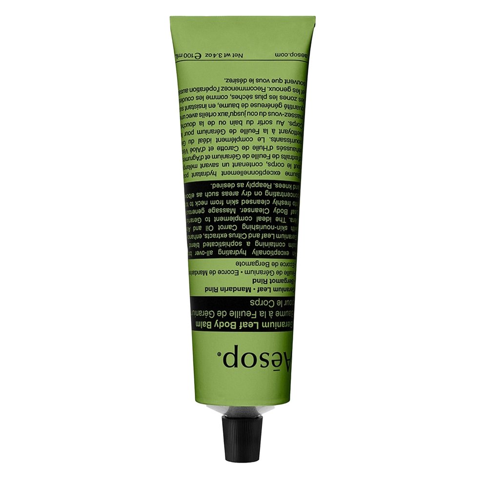 Aesop Geranium Leaf Body Balm | Soothing, Balancing Hydration with Geranium Leaf, Mandarin Rind, Bergamot Rind & Nut Oils | Green Citrus Fresh Scent | 100 mL / 3.4 oz