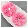 12 Candy Pink Chiffon Flower Soft Fabric Silk Rhinestone Ballerina Twirl Flower Bridal Wedding Garter Baby Hair Headband SF147 view 1
